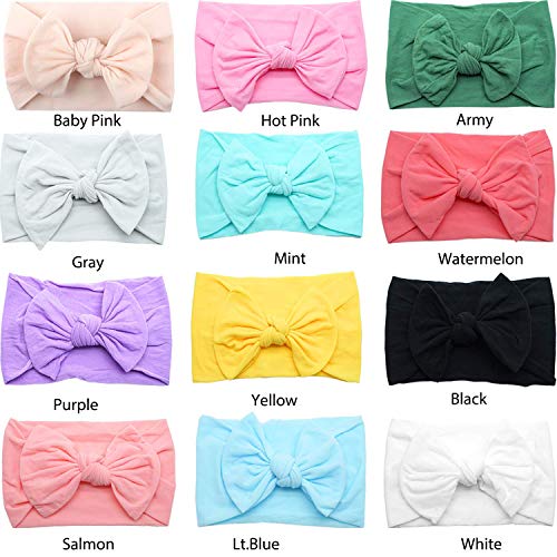 CÉLLOT Extremely Stretchy Smooth Knot Headbands with Bows - Hair Wrap Equipment for Newborns, Child Women, Infants, and Toddlers