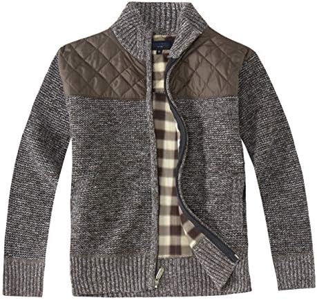 Gioberti Boy's Full Zip Knitted Cardigan Sweater with Cozy Brushed Flannel Lining