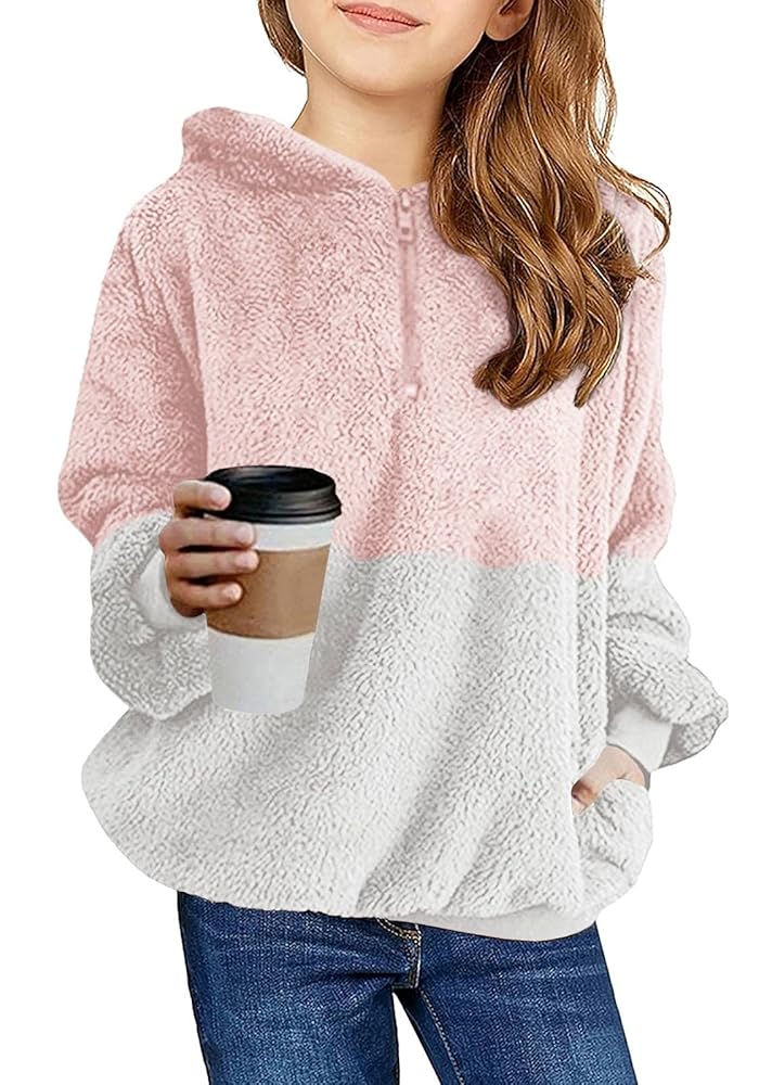 Haloumoning Women’ Cozy Fleece Pullover Hoodie Sweatshirt – Informal Free-Becoming Outerwear Coat with Pockets for Ages 4-15