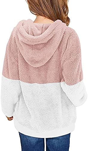 Haloumoning Women' Cozy Fleece Pullover Hoodie Sweatshirt - Informal Free-Becoming Outerwear Coat with Pockets for Ages 4-15