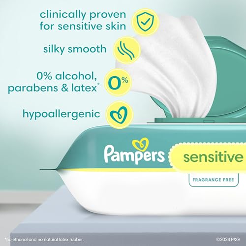 Pampers Hypoallergenic and Unscented Delicate Child Wipes, Water-Based mostly, 8 Flip-Prime Packs and 4 Refill Packs (Whole of 1008 Wipes)